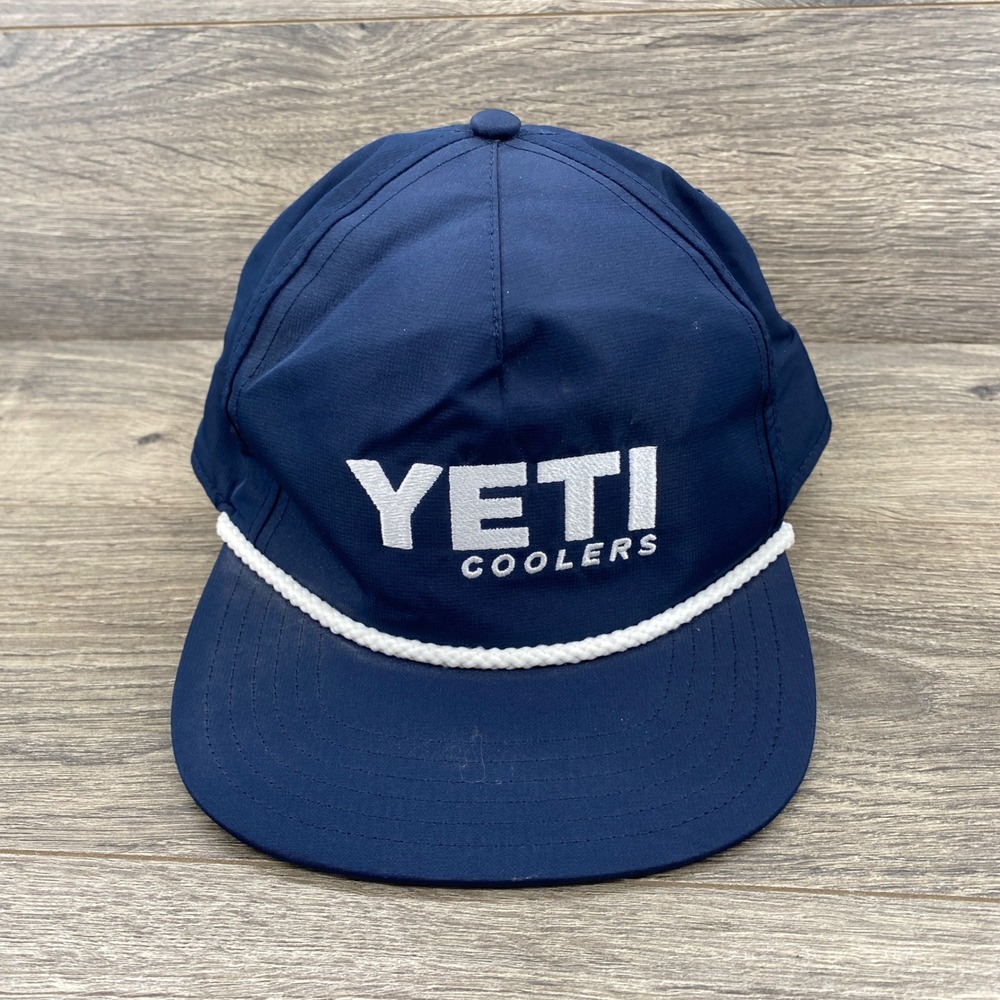 YETI Coolers Rope Hat Mens OS Navy Blue Snapback Embroidered Logo Cap